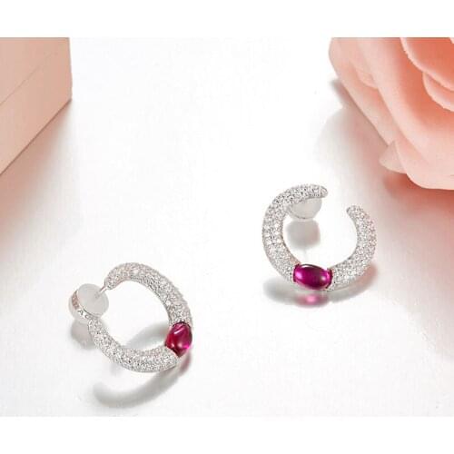 SOELLE Fashion Brand Design S925 Sterling Silver Micro Inlay 3A Cubic Zirconia Red/Green/Blue Candy Earrings Women Party Jewelry