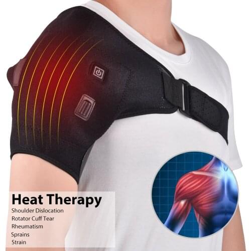 Shoulder Heating Therapy Brace Support Wrap Massage Sprain Muscle Pain Relief Blood Circulation Adjustable Breathable Pad Unisex