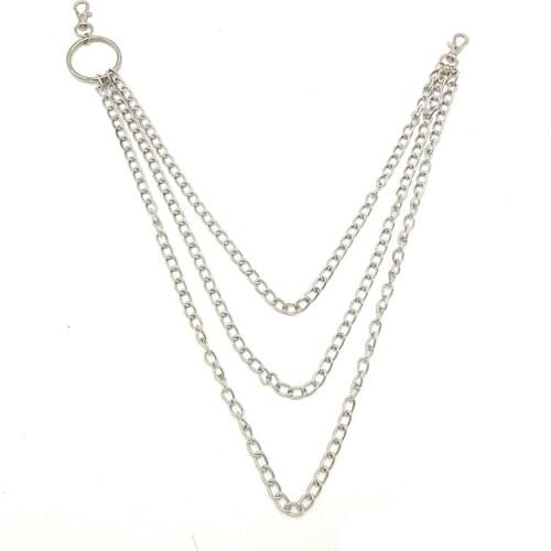 3 Layer Keychains Punk Jean Waist Keychain Trousers Key Chains Biker Portachiavi Hipster Big Ring Chaveiro Hip Hop Jewelry