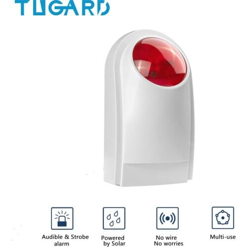 Tugard 110dB Outdoor 433MHz Waterproof Wireless Flashing Siren Strobe Light Sensor for Home Garge Burglar Alarm Security System