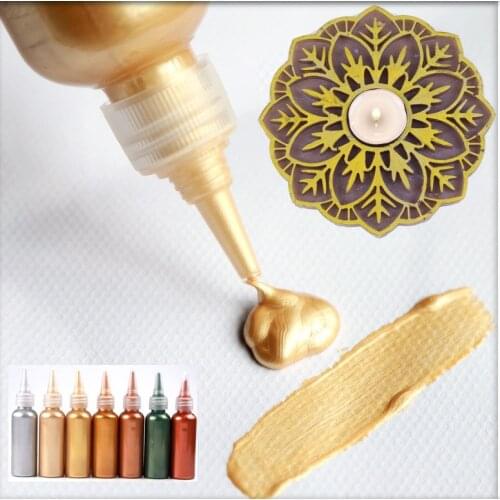 60ML Epoxy Resin Waterproof Acrylic Paint Pigment for DIY Crafts Coloring Pigment Tool Gold Silver Copper Painting