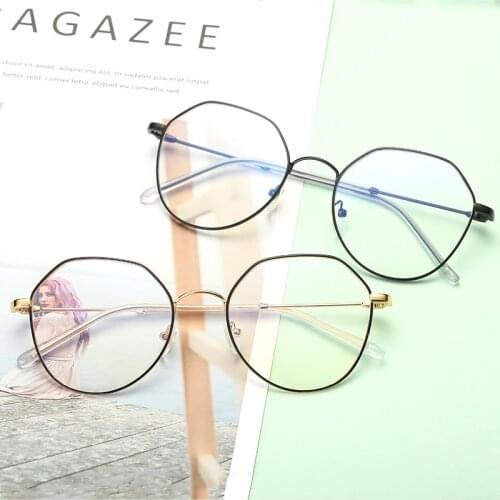 Glasses Frame Women Polygon Metal Frames Men Computer Spectacles Clear Optical Eyeglasses Gold Eyewear