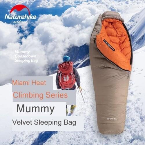 Naturehike 2019 20D Winter Thicken Mummy Goose Down Sleeping Bag Super Keep Warm 750FP Comfort Restriction Temperature -15℃ -42
