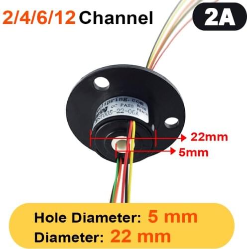 2/4/6/12 Channels 2A Hollow Shaft Slip Ring Rotation Connector with 5mm Hole rings for Camera Gimbal / Ferris wheel Rings