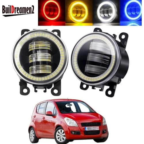 2 Pieces Angel Eye Fog Light Assembly Car Front Bumper LED Lens Fog Driving Lamp DRL 12V For Suzuki Splash Hatchback 2008-2015