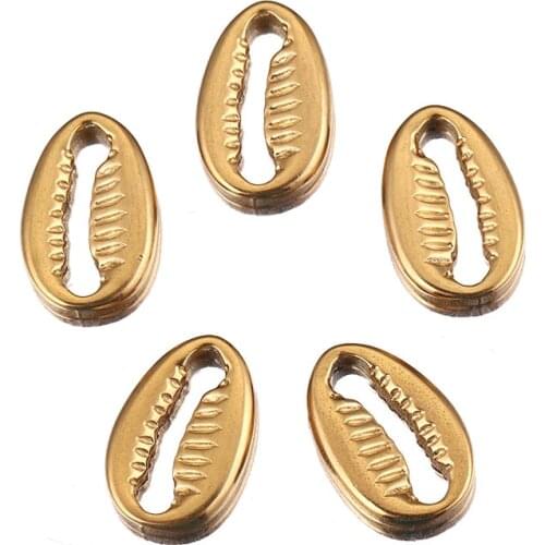 5pcs 18K Gold Stainless Steel Shell Pendants Charms Connectors for DIY Necklace Jewelry Making Findings Bracelets Supplies