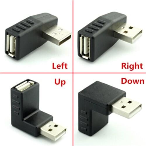 90 degree Left /Right /Up/Down Angle L Bending USB 2.0 A Male to Female Adapter Extension Connector for Computer Notebook