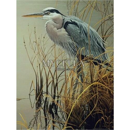 Birds 5d Diy Diamond Painting Cross Stitch Great Blue Heron Diamond Embroidery Full Mosaic Wall Stickers Decor Christmas Gift