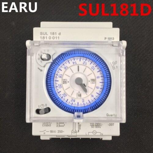 Free Shipping Analog Mechanical Timer Switch 110V-220V 24 hours Daily Programmable 15min Setting Time Switch Relay SUL181D Hot
