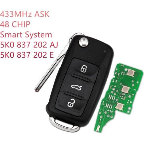 RIOOAK Flip Remote Key Keyless Fob For V W Golf Caddy Beetle Po lo Je tta 5K0837202AJ 5K0 837 202 AJ 5K0 837 202 E 5K0837202E