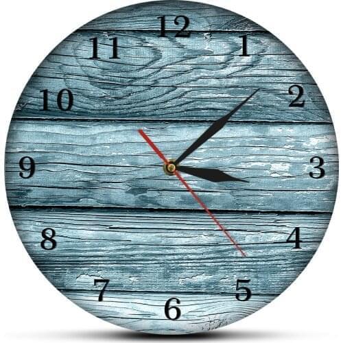 Decorative Painting Old Barn Wall Clock Silent Non-Ticking Wood Rustic Round Wall Clock Vintage Rustic Country Tuscan Style
