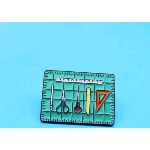 Childrens Cartoon Learning Ruler Enamel Tool Brooch Bag Clothes Lapel Pin Sasha Away Badge Cartoon Jewelry Gift For People