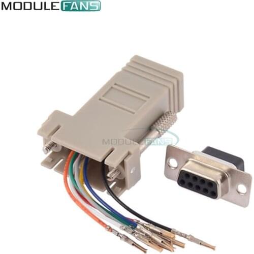 Diy Electronic DB9 Female to RJ45 Female F/F RS232 Modular Adapter Converter Extender Brand New