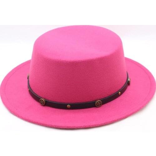 Women Men Cashmere Polyester Flat Homburg Fedora Hat Lady Gentleman Winter Autum Jazz Church Boater Panama Top Caps