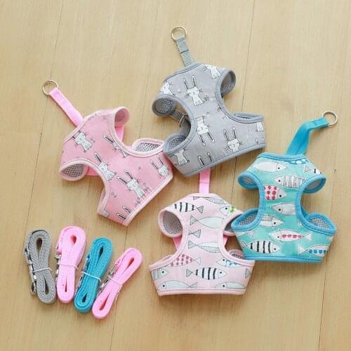 New Vest-style Cartoon Animal Traction Rope Pet Dog Leash Mesh Breathable Cat Small Dog Chest Strap S M L