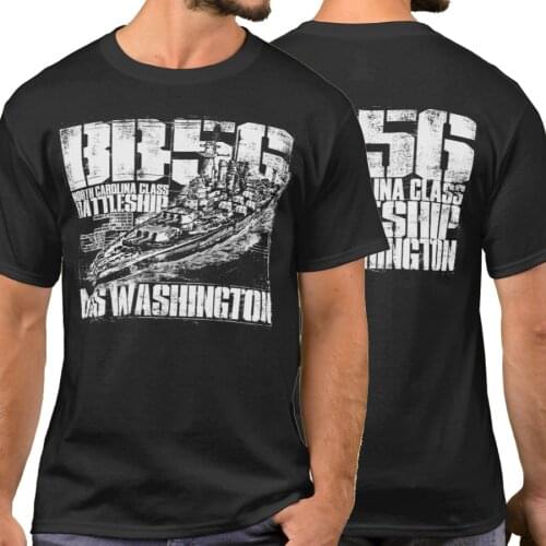 North Carolina-Class Battleship BB-56 Washington USS T-Shirt. Summer Cotton Short Sleeve O-Neck Mens T Shirt New S-3XL