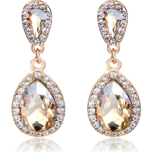 HC Fashion Bridal Wedding Crystal Earrings Vintage Rhinestones Women Jewelry Elegant Water Drop Statement Drop Earring Brincos F