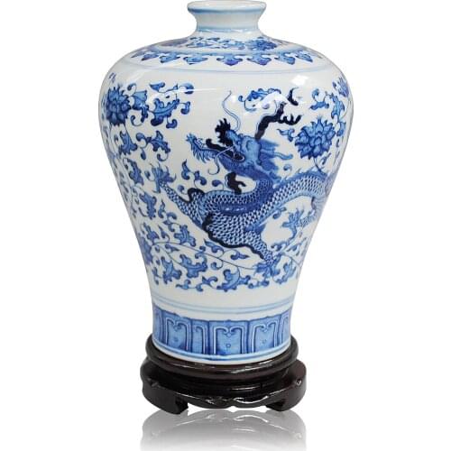 Ceramics blue and white porcelain vase modern fashion home decoration crafts dragon vase