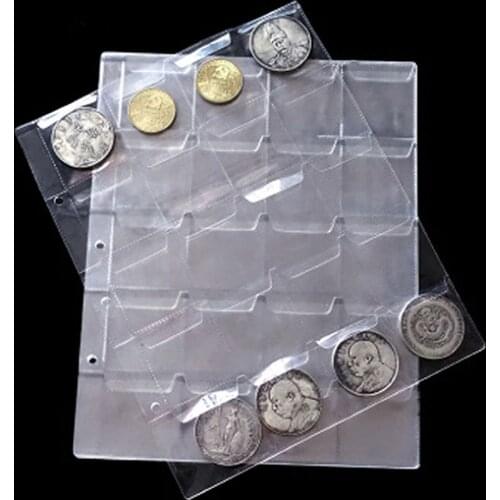 20 Pockets Classic Plastic Coin Holder Sheet Storage Coin Badge And Medal Collection Money Coin Album Pages Case Folder Sheets