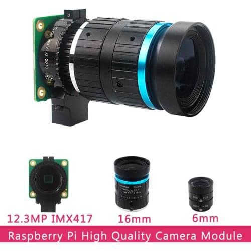 Raspberry Pi High Quality Camera Module 12.3 Megapixel Sony IMX477 Sensor Adjustable Focus 6mm CS 16mm C-mount Lens for 4B/3B