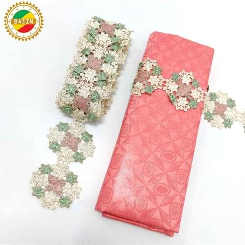 Mint Green Ribbon For Craftes With Embroidered And Bazin Riche Fabric For Women Party Dresses Top Quality Bazin Riche Brocade