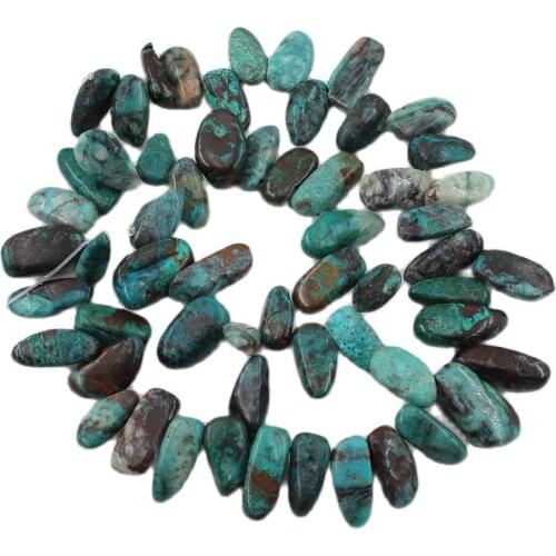 APDGG Natural Top-drilled Nugget Blue Chrysocolla Beads Irregular Gemstone 16" Strand Jewelry Making DIY