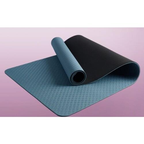 TPE Anti-slip Yoga Mat Customized Plank Support Mat Dance Mat Fitness Mat Bicolor with Position Line 186x61x0.6cm Thicken