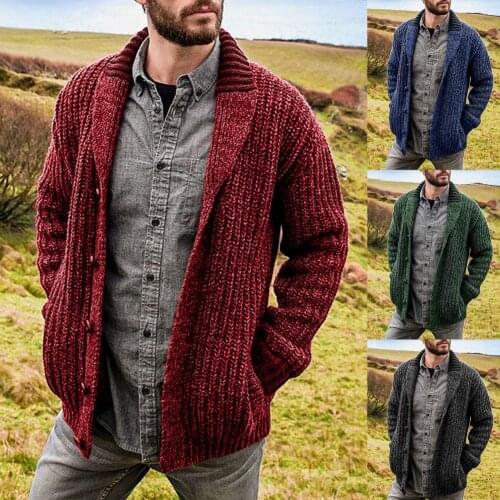 Solid Color Cardigan Men Sweater Coat Autumn Winter Warm Open Front Knitted Cardigan Coat Mens Sweater jaqueta masculina inverno