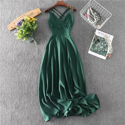 2021 Fashion Beach Holiday V-neck Backless Cross Vestidos Boho Women Dress Elegant Print Sleeveless A line Party Dresses Summer