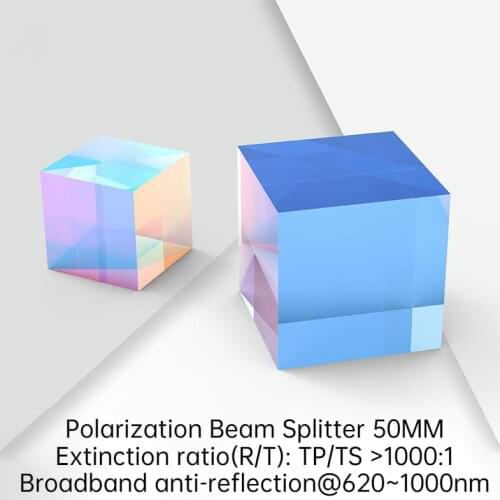 Polarization Beam Splitter Prism Optical Dichroic Prism H-ZF3 Cube 50MM Extinction Ratio TP/TS More Than The 1000:1 Beam Prism