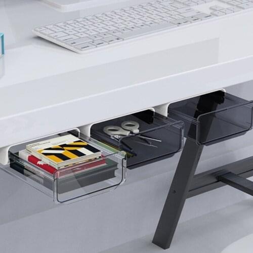 Self-Adhesive Under Desk Drawer Slide-Out Office Hidden Stationery Organizers Table Storage Box Pencil Tray Holder