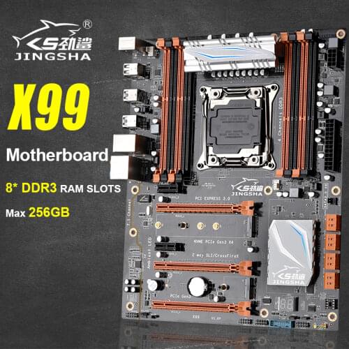 JINGSHA Motherboard X99 LGA 2011-3 motherboards with quad channel DDR3 up to 256GB 3-way PCIE 3rd Gen x16 slots X99-8D3