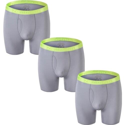 3Pcs/Lot Long Boxers Underwear Men Bamboo Fiber Coook Underpants Big Pouch Design Shorts Mens Boxer Bikini Male Panties M-XXXL