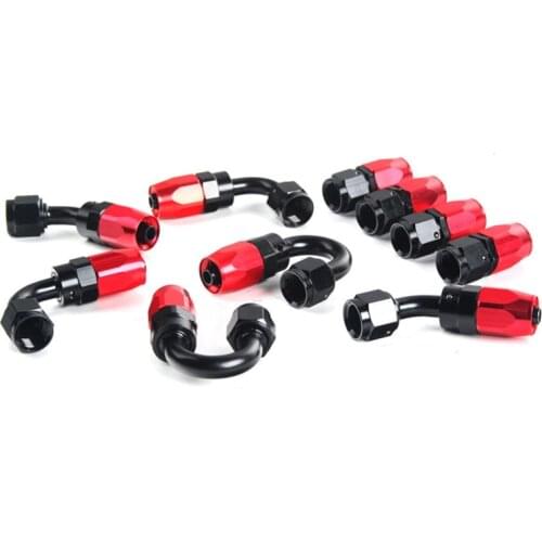 Universal Black red AN4 AN6 AN8 AN10 Straight 45 90 180 Degree Oil Fuel Swivel Hose End Fitting Oil Hose End Adaptor Kit