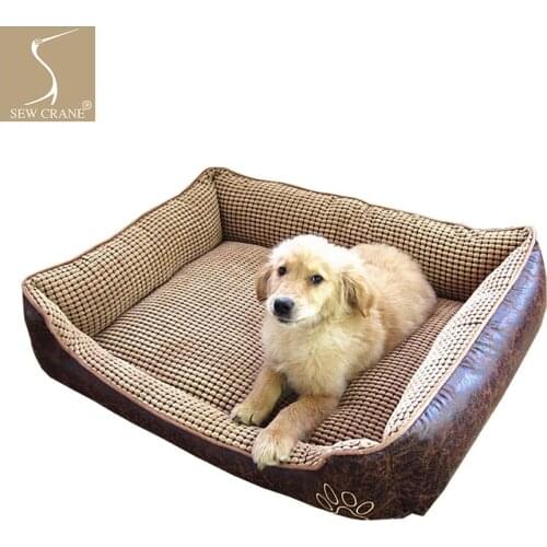 SewCrane Vintage Suede Durable Puppy Cuddle Dog Sleeping Bed with with Removable Washable Covers, Brown