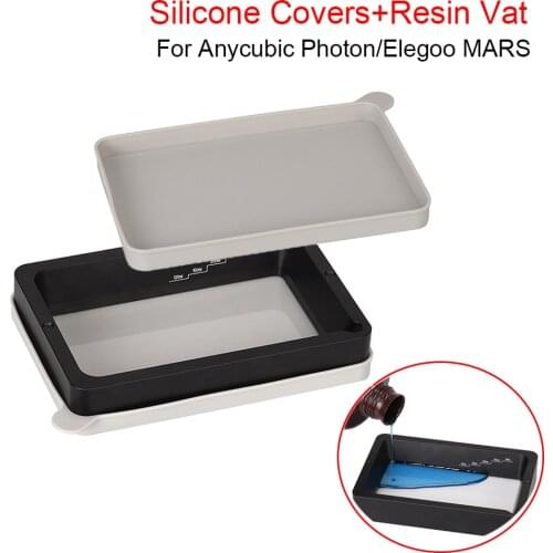 Resin Vat Set Anodized Aluminum With FEP Film Trough Silicone Covers 3D Printer Parts DLP/SLA For Anycubic Photon Elegoo MARS