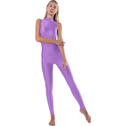 Speerise Womens Turtleneck Gymnastics Jumpsuits Female Spandex for Unitards Skinny Rompers Zipper Full Lenght Wear