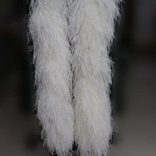 Zsbszc 2m 1ply 7ply Ostrich Feather white Trims Ribbon Wedding Dance costume Decoration Crafts DIY performance clothing TNM01