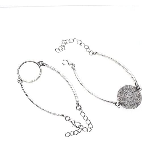5pcs Alloy Chain Connect Lobster Clasp Antiqve Sliver Bracelect Base Setting Blank Tray For Round 20mm Cabochon Jewelry Making