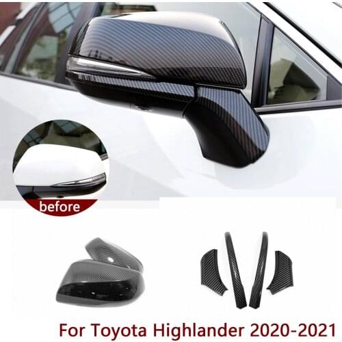 6x For Toyota Highlander 2020-2021 Carbon Fiber Look Rear View Mirror Cover Trim