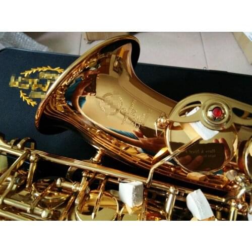 L&K Brand New Alto Saxophone Model Alto Eb Golden Sax Flat Musical Instruments Professional Leather Mouthpiece And Case