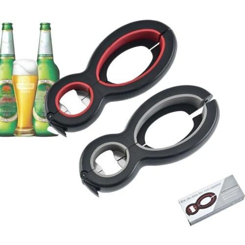 Household multifunctional six-in-one can opener stainless steel kitchen gadget gourd-shaped eight-character beer bottle opener