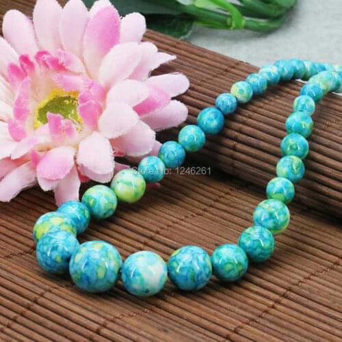 Fashion Tower Riverstones Necklace Chain Semi-precious Stone 6-14mm Fashion Jewelry Rain Flower Rainbow Women Girls Gifts 15inch