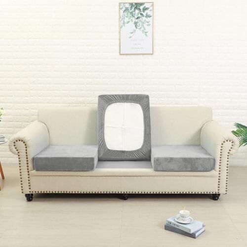 Velvet Sofa Seat Covers Plush Cushion Cover for Living Room Thick Jacquard Solid Soft Stretch couch Slipcover Funiture Protector