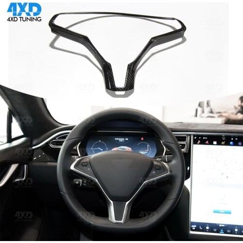 Carbon Fiber Steering wheel Cover For Tesla Model S Model X 60 70 P85 P90D interior Trim patch 2014 2015 2016 2017