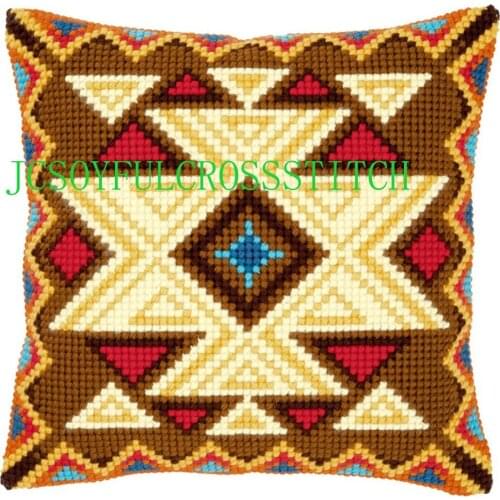 CX0754 DIY Needlework Kit Unfinished Acrylic Yarn Embroidery Pillow Tapestry Canvas Cushion Front Cross Stitch Pillowcase