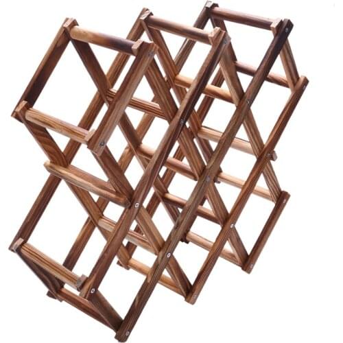 Wooden Red Wine Rack 10 Bottle Holder Mount Bar Display Shelf Folding Wood Wine Rack Alcohol Neer Care Drink Bottle Holders