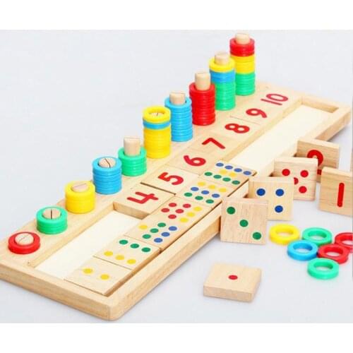 Wooden toys abacus soroba kids Montessori Education Baby Mathematics Wooden Rainbow Ring Logarithmic Plate Donuts Math Toys MZ24