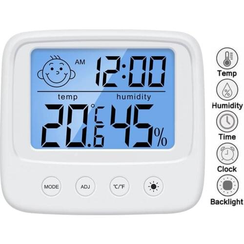 LCD Electronic Digital Temperature Humidity Meter Indoor Outdoor Thermometer Hygrometer Weather Station Clock
