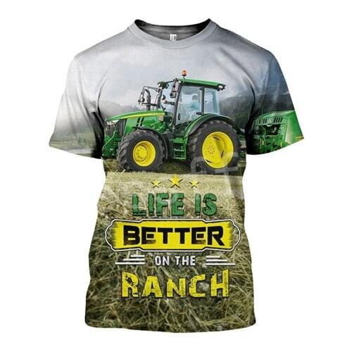 LIASOSO Worker Farmer Tractor Funny New Fashion 3D Print Streetwear Summer Casual Short Sleeve T-Shirts Mens/Womens